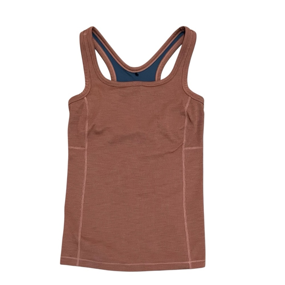 Prana Burnt Orange Ribbed Tank Top w/ Shelf Bra XS Extra Small
